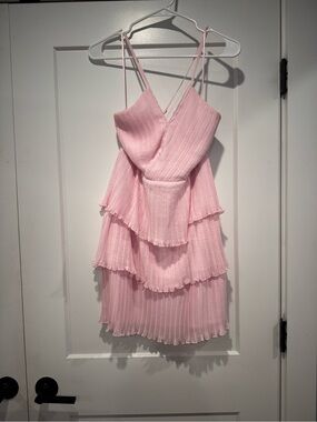 Altar'd State Pink Tiered Spaghetti Strap Dress